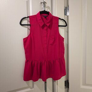 American Eagle Sleeveless Blouse with Ruffle, Size XS, Hot Pink